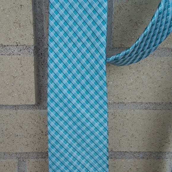 Stafford Mens Tie Turquoise Check - Picture 3 of 4